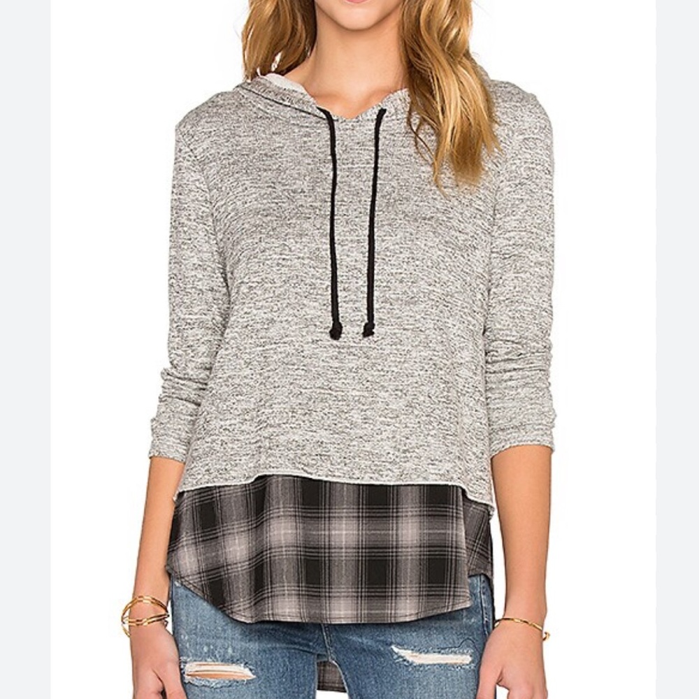 Generation Love Chester Plaid Hoodie in Charcoal XS